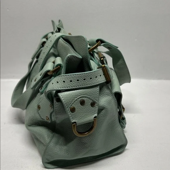 Mulberry Roxanne Satchel Bag Purse Studded Leather Limited Edition Green Gold - Picture 5 of 17